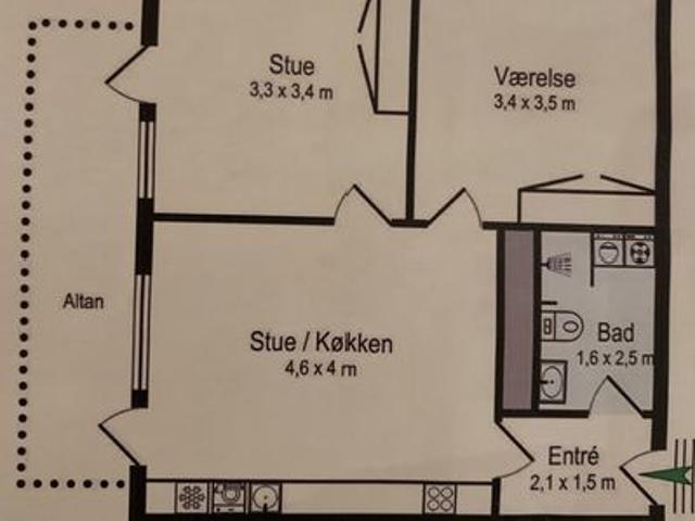 3 værelses lejlighed på 69 m²