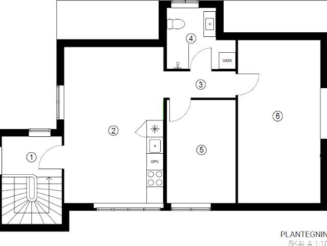 3 værelses lejlighed på 72 m²