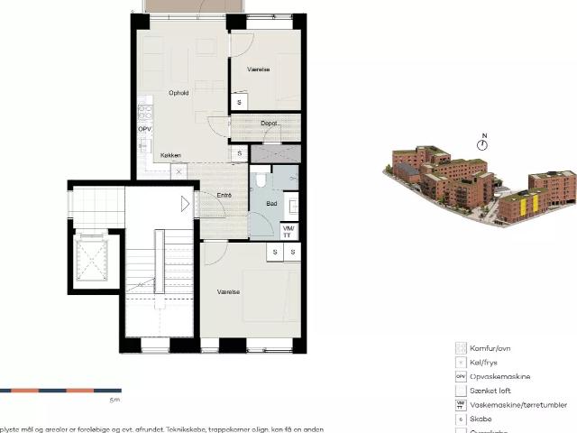 3 værelses lejlighed på 73 m²