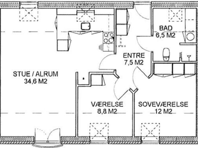 3 værelses lejlighed på 73 m²