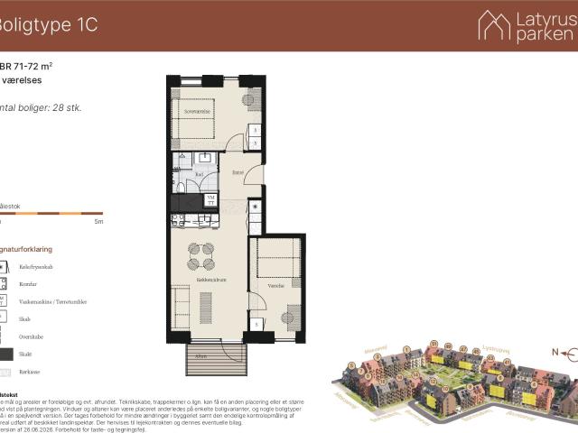 3 værelses lejlighed på 73 m²