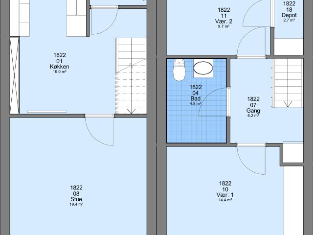 3 værelses lejlighed på 85 m²