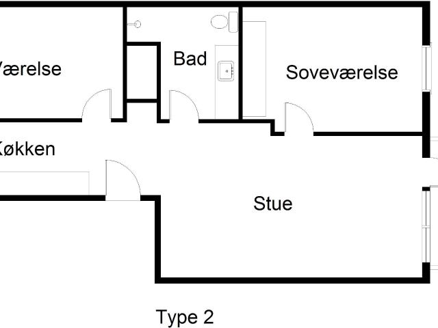 3 værelses lejlighed på 85 m²