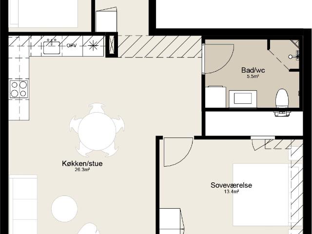 3 værelses lejlighed på 86 m²