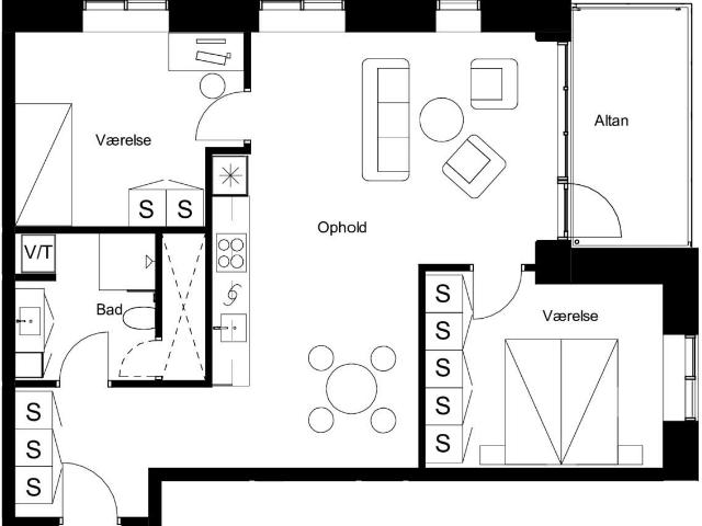 3 værelses lejlighed på 89 m²