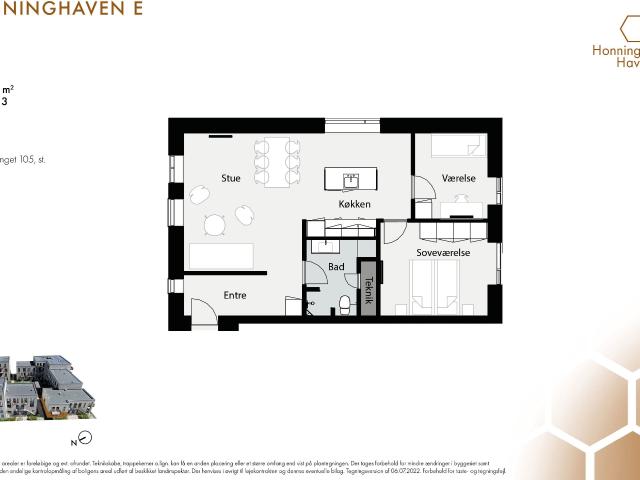 3 værelses lejlighed på 90 m²