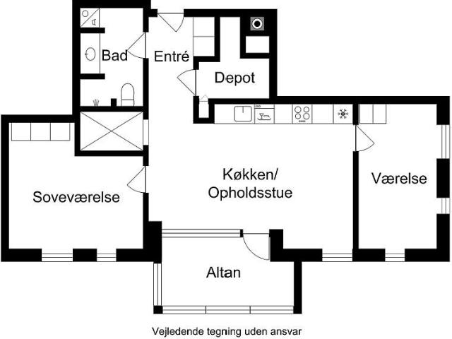 3 værelses lejlighed på 92 m²