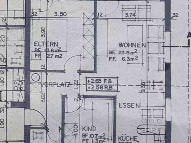 3 Zimmer, 60 m², 1. Stock