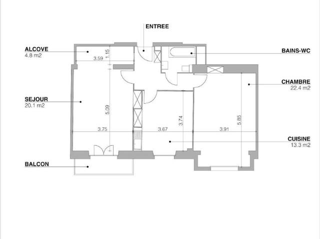 3 Zimmer, 70 m², 4. Stock