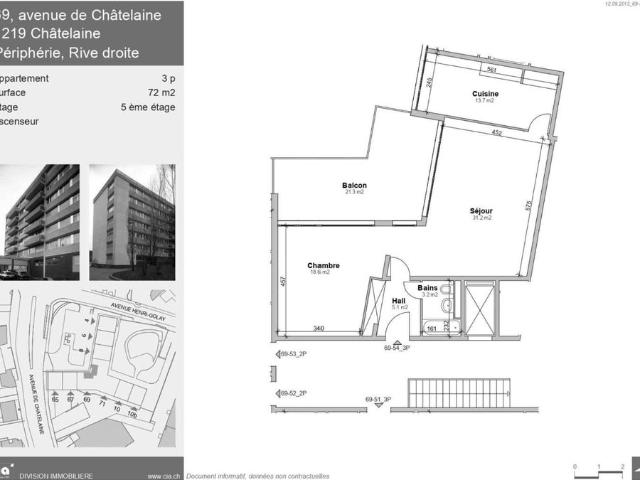 3 Zimmer, 72 m², 5. Stock