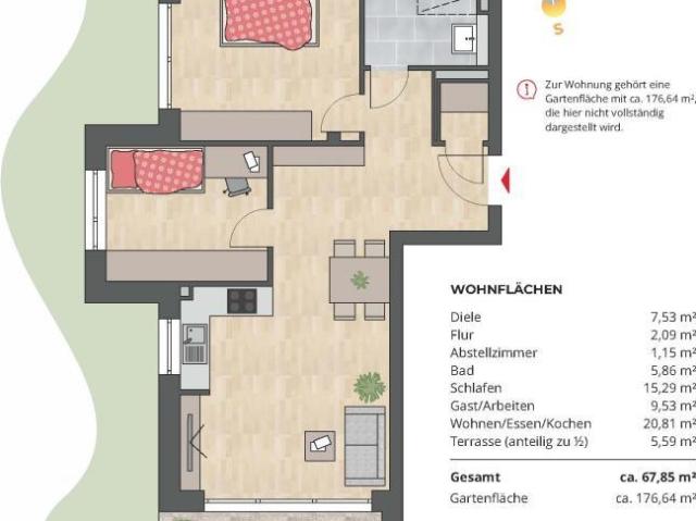 3 Zimmer Wohnung mit tollem Garten im Seedomizil in Radolfzell am Bodensee, WE 4.03