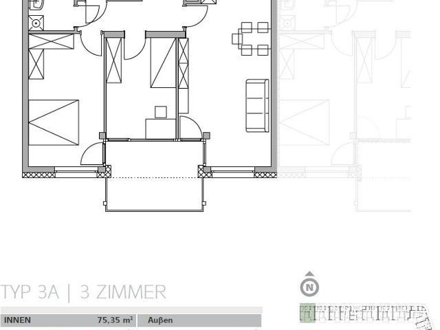 Geförderte 3 Zimmer Wohnung im obersten Stockwerk