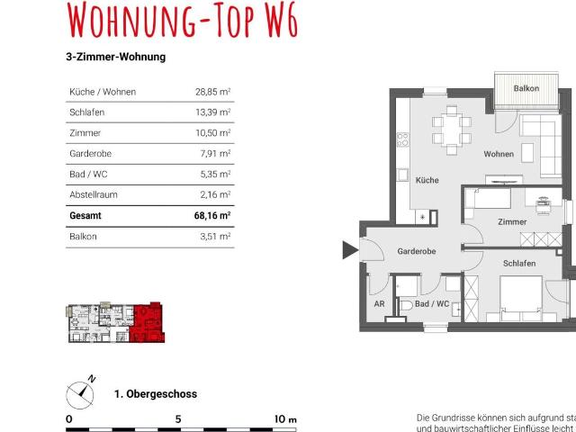 3 Zimmer Wohnung im 1.OG mit Balkon, provisionsfrei