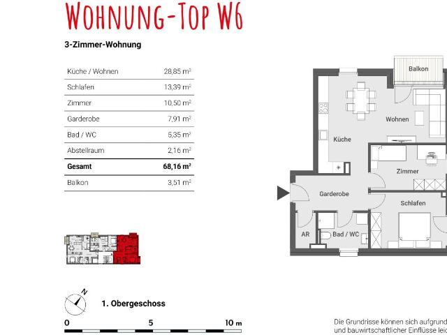 3 Zimmer Wohnung im 1.OG mit Balkon, provisionsfrei