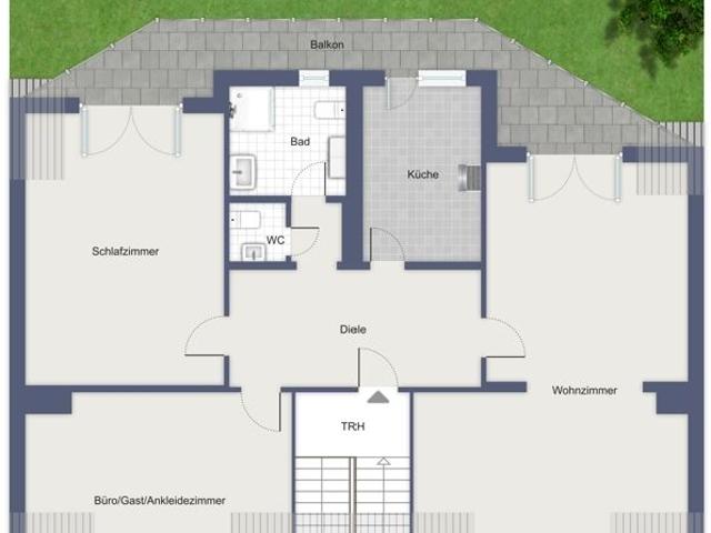 3 Zimmer Dachgeschosswohnung mit Duschbad,Gäste WC,EBK,Balkon in Südausrichtung und Garage
