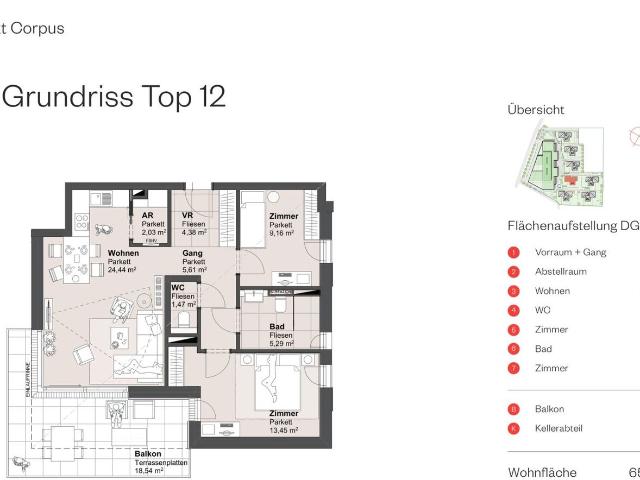 3 Zimmerwohnung A4 Top 12 | Wohnen im Herzen von Grödig