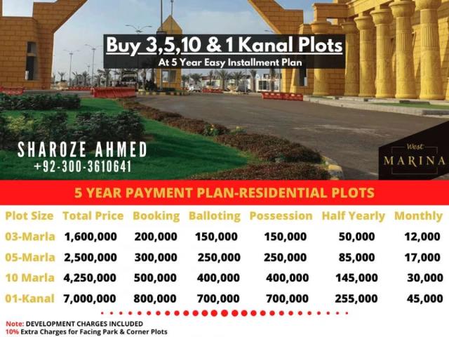 3, 5, 10 marla plots for sale at 5 years easy installment plan lahore al jalil garden id 39085