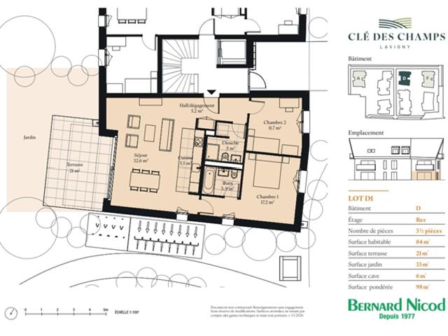 3,5 Zimmer Wohnung mit Garten und einer Terrasse von 54 m²