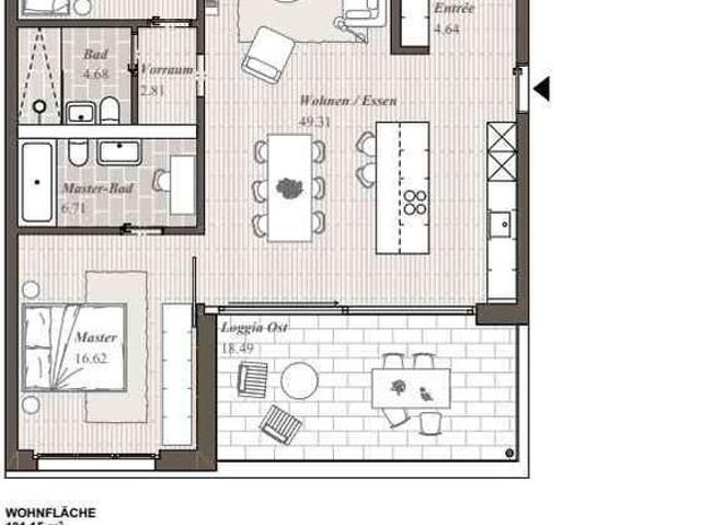 3.5 Zimmer, 101 m², 1. Stock