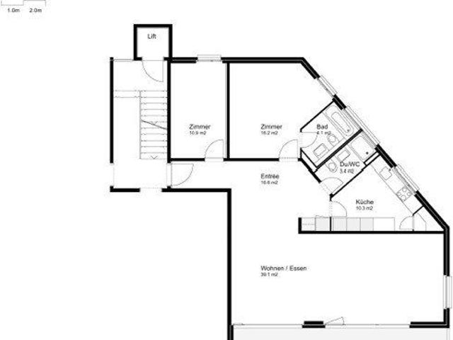 3.5 Zimmer, 102 m², 1. Stock