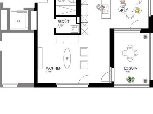 3.5 Zimmer, 118 m², 1. Stock