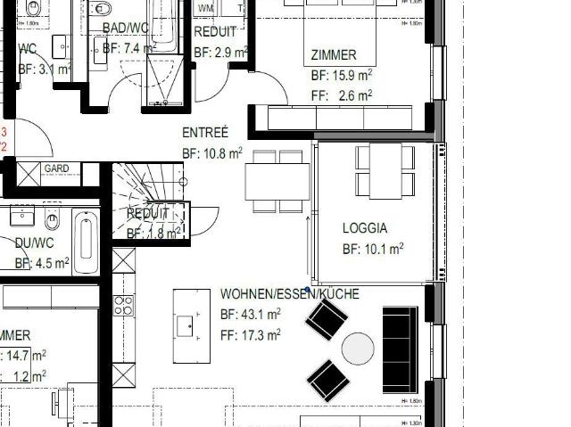 3.5 Zimmer, 124 m², 2. Stock