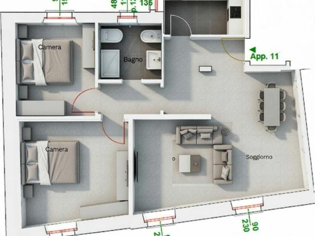 3.5 Zimmer, 65 m², 3. Stock