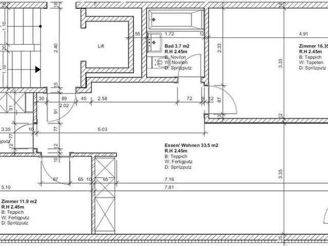 3.5 Zimmer, 76 m², 3. Stock