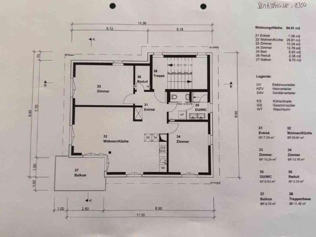 3.5 Zimmer, 84 m², 2. Stock