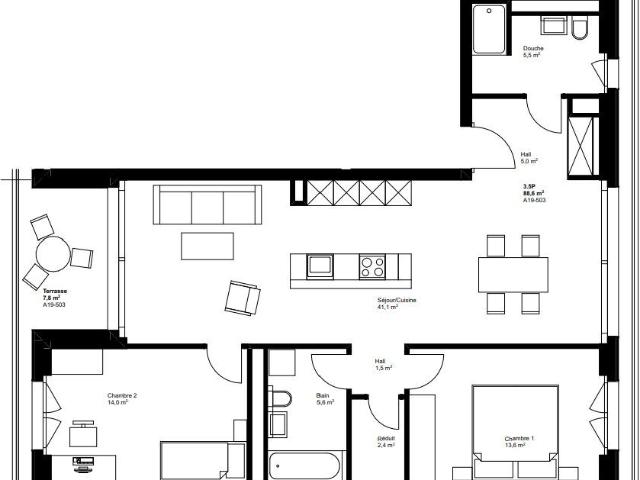 3.5 Zimmer, 89 m², 5. Stock