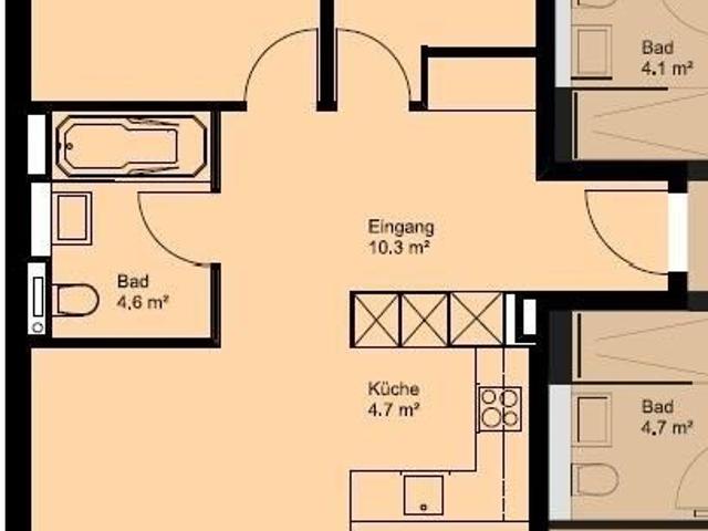 3.5 Zimmer, 82 m², 2. Stock