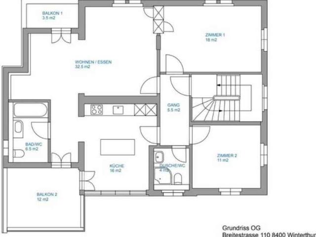 3.5 Zimmer, 94 m², 1. Stock