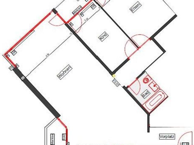 3.5 Zimmer, 94 m², 1. Stock