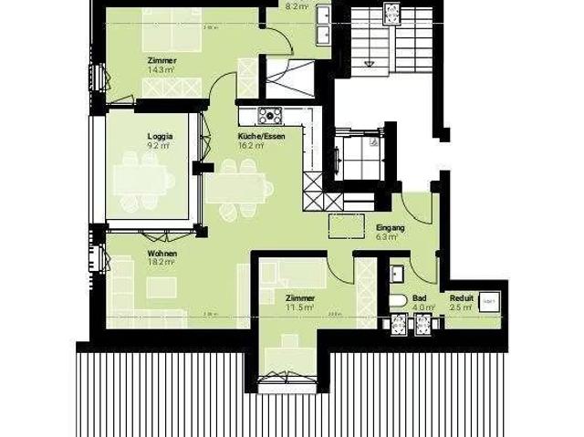 3.5 Zimmer, 93 m², 3. Stock
