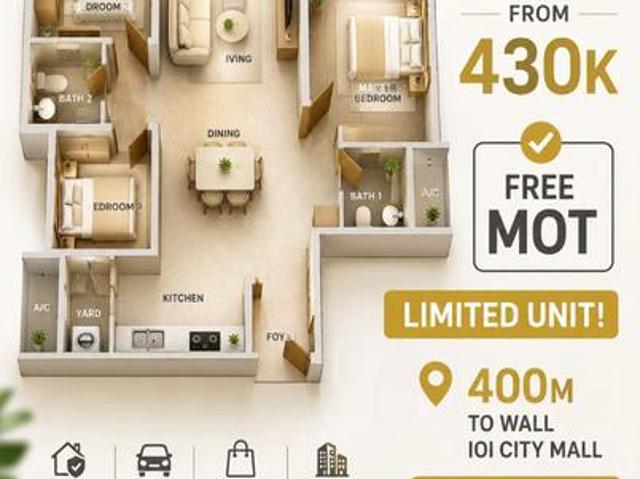 3room 2parking IOI CITY MALL Putrajaya 500k Golf View Pets friendl