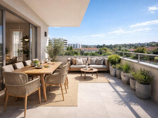 T3 avec grande terrasse de 18 m², à deux pas des commerces, écoles et centre ville: l’espace idéal 3 pièces, 65 m²