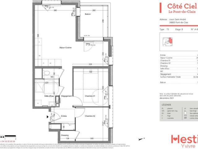 T3 de 65m2 avec balcon et garage vue montagne
