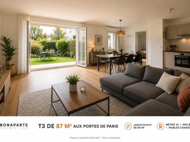 T3 DE 87 M² – JARDIN DE 84 M² – MÉTRO 14 3 pièces, 87 m²