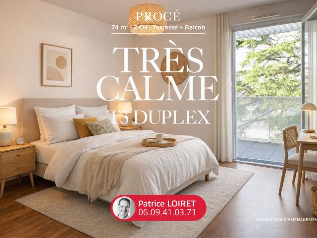 Appartement duplex T3 de 74 m2 avec terrasse de 31 m2 et balcon