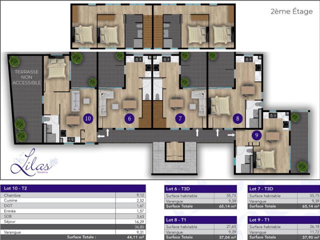 T3 Duplex Résidence Les Lilas Saint pierre