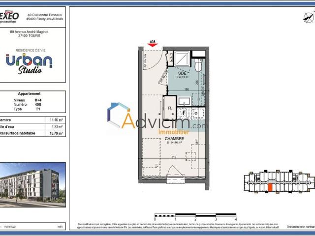 T1 neuf de 18.57 m² avec parking