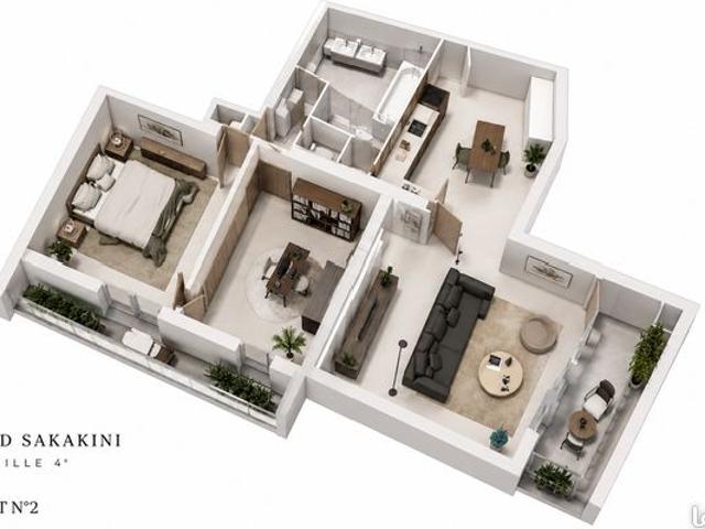 T2 de 77 m² avec possibilité T3 + 2 balcons de 6 m² – Marseille 4e