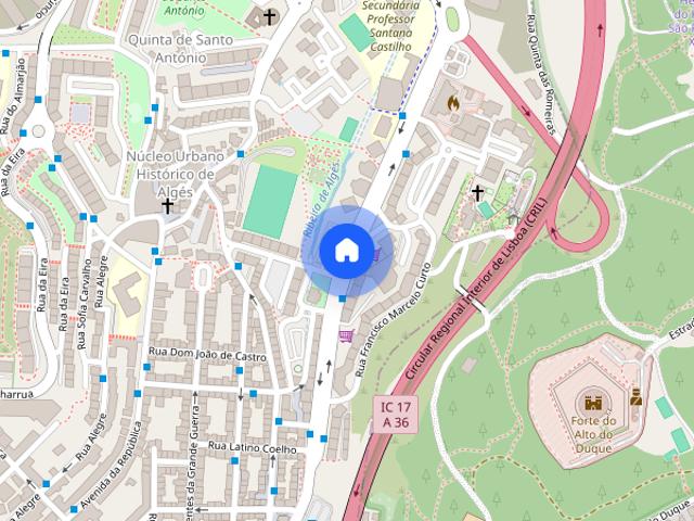 T2 luminoso em zona central e calma de Alges