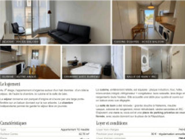 T2 meublé de 42,75m2, traversant, double balcon, parkings privatif, Dijon Centre Rue Devosge