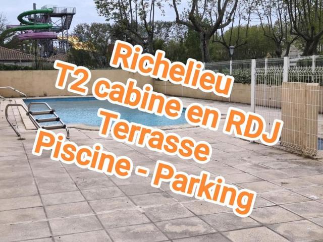 T2/cabine en rdj, terrasse, parking, piscine