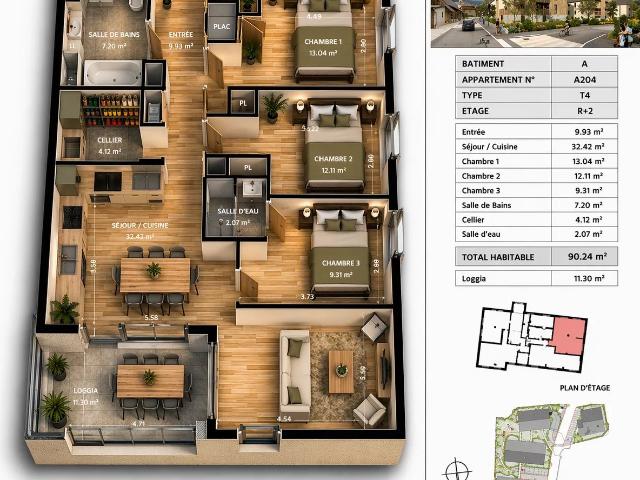 T4 Centre village 90m² Dingy Saint Clair