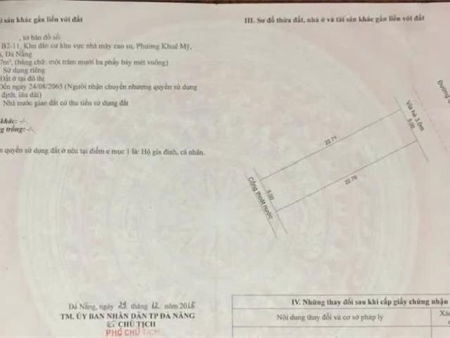 Đất đẹp Giá tốt cần bán nhanh lô đất mặt tiền Khuê Mỹ Đông 1 – Khu căn hộ phát triển mạnh