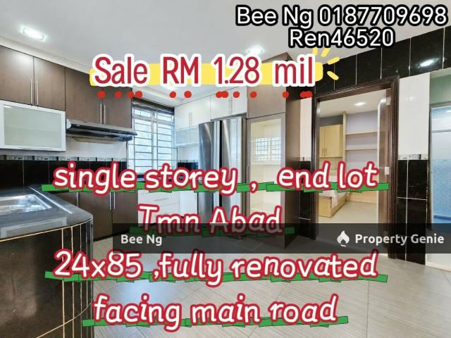 Taman Abad / Jalan Harimau / Single Storey Terrace 24x85 End Lot