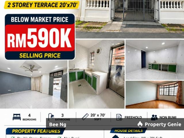 Taman Daya / Jalan Nibong / 2 Storey Terrace 20x70 / Cheapest / Full Loan