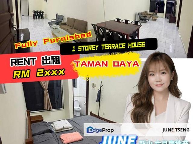 Taman Daya 1 Storey Terrace House For Rent